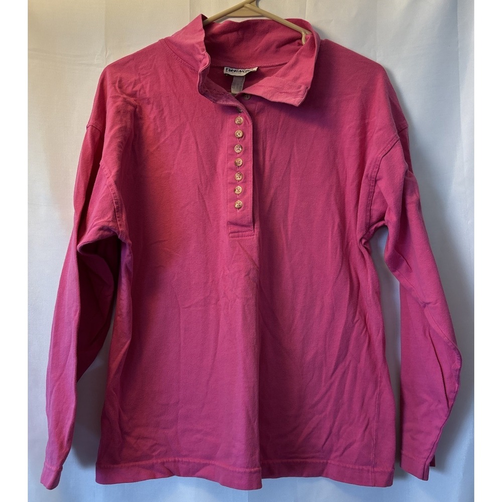 Frameworks Sport Long Sleeve Womens Pink Button Up mock Neck Lounge Y2K 90s L